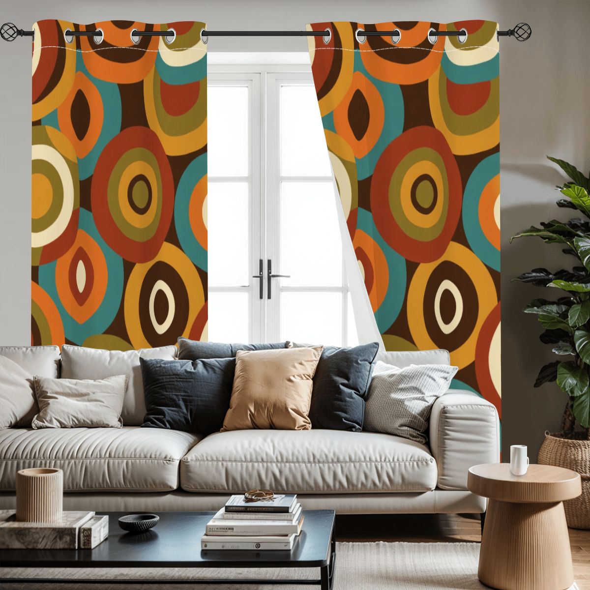 Mid-Century Modern Atomic Orbit Blackout Curtains