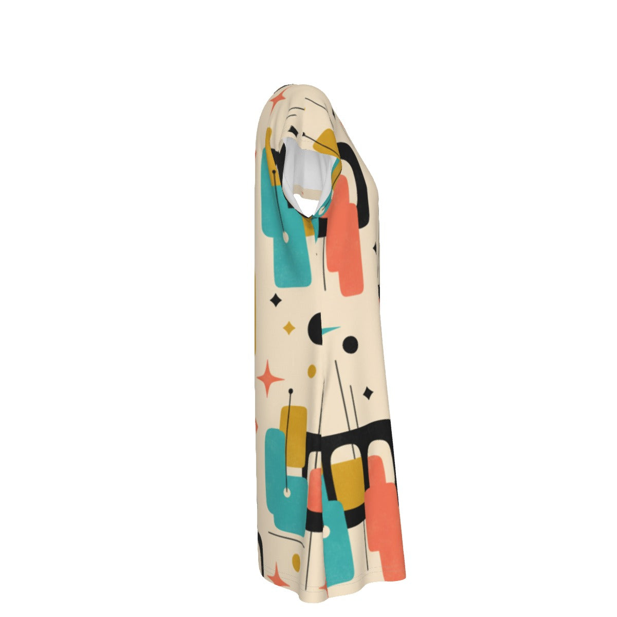 Atomic Print Shift Dress | Mid-Century Modern Short Sleeve Dress