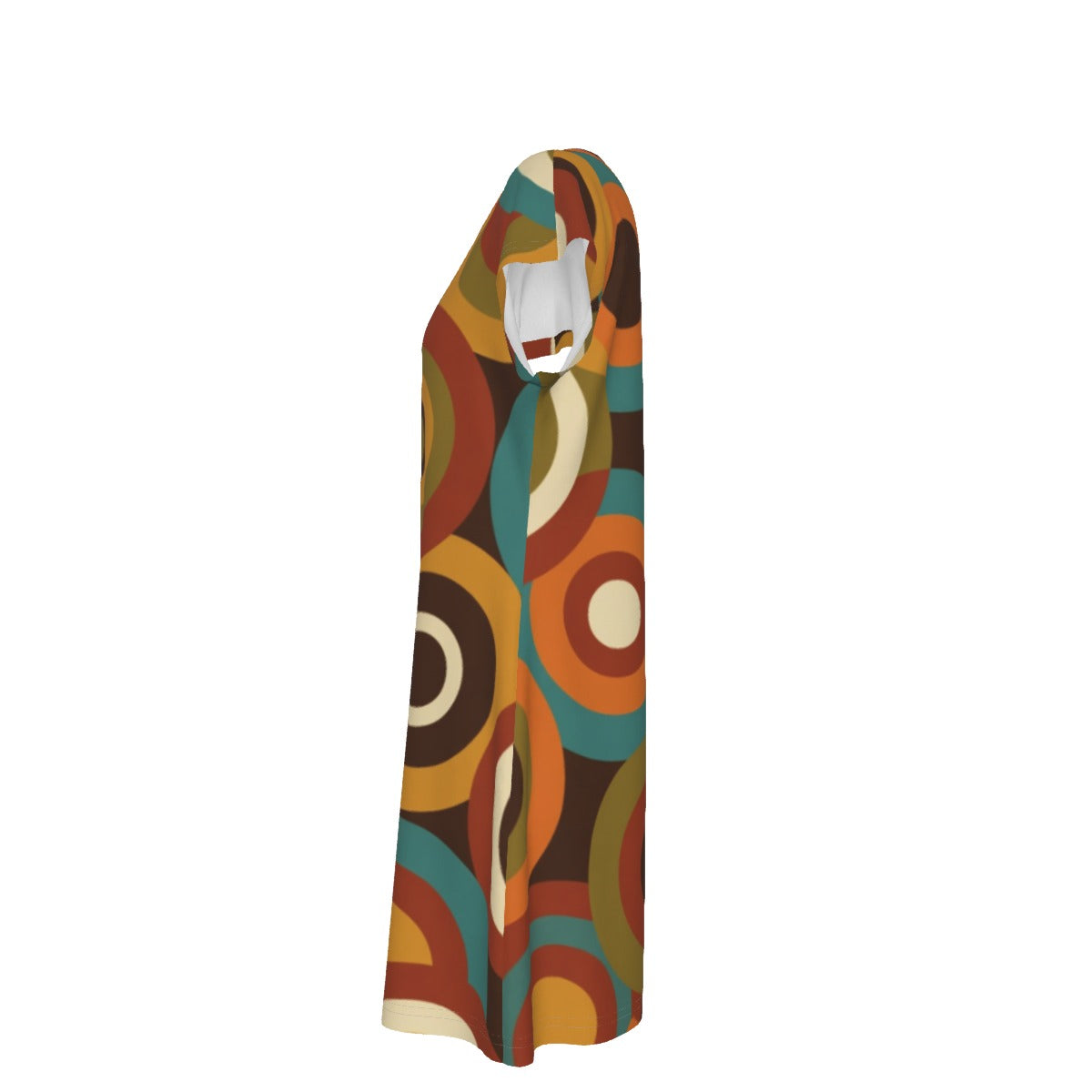 Retro Circles Shift Dress | Mid-Century Modern Short Sleeve Dress