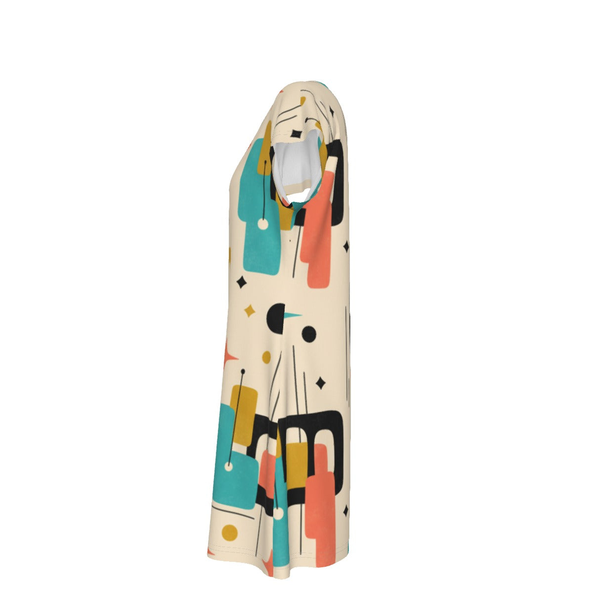 Atomic Print Shift Dress | Mid-Century Modern Short Sleeve Dress