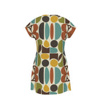 Mod Shapes Shift Dress in Earth Tones | Mid-Century Modern Short Sleeve Dress