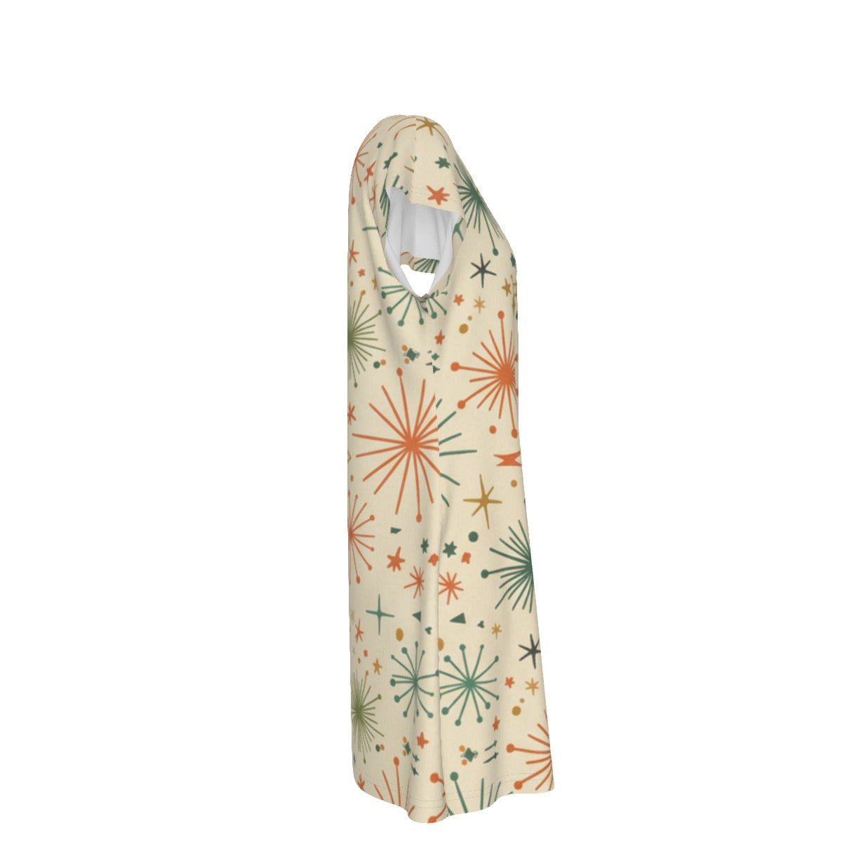 Starburst Print Shift Dress | Mid-Century Modern Short Sleeve Dress