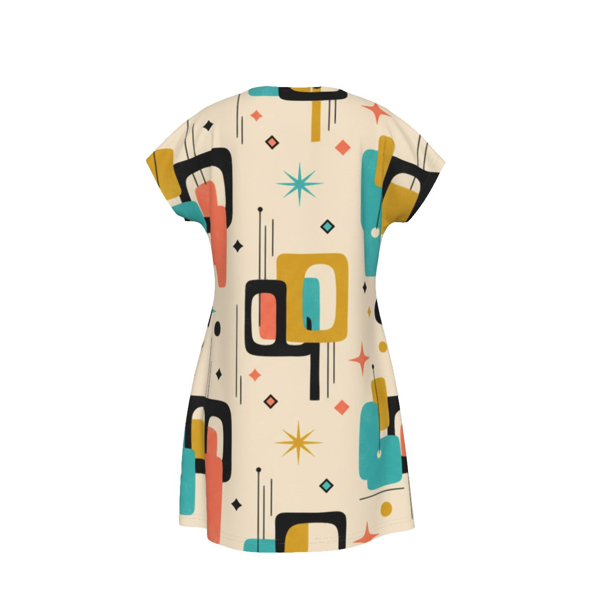 Atomic Print Shift Dress | Mid-Century Modern Short Sleeve Dress