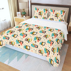 Mid-Century Modern Geometric Colorblock Duvet Cover Set