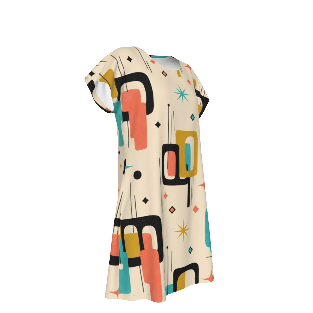 Atomic Print Shift Dress | Mid-Century Modern Short Sleeve Dress