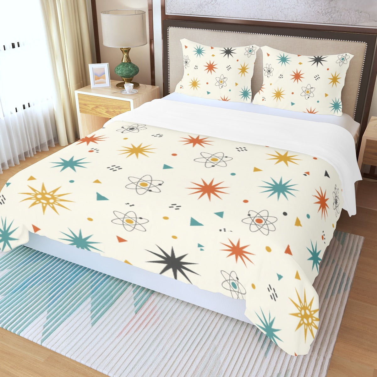 Mid-Century Modern Atomic Starburst Duvet Cover Set