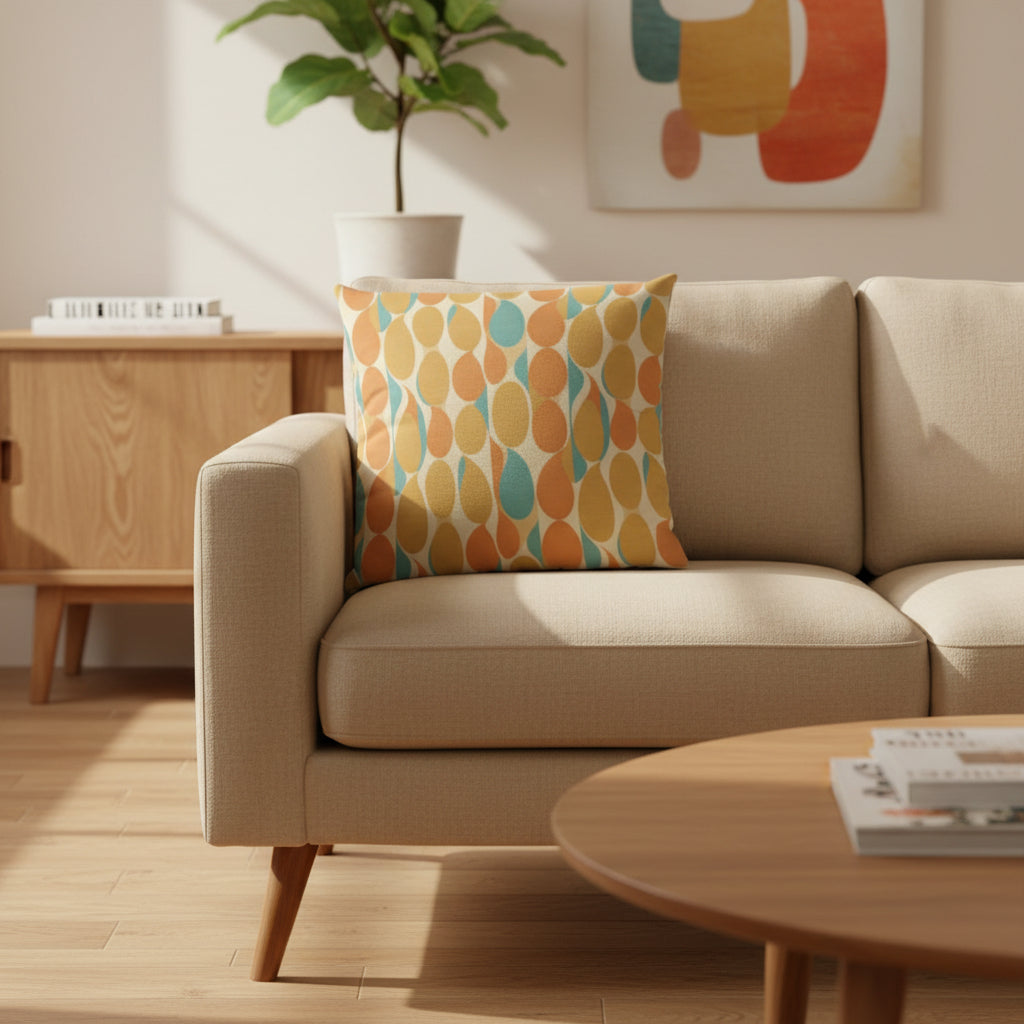 Mid-Century Modern Teardrop Geometric Accent Throw Pillow