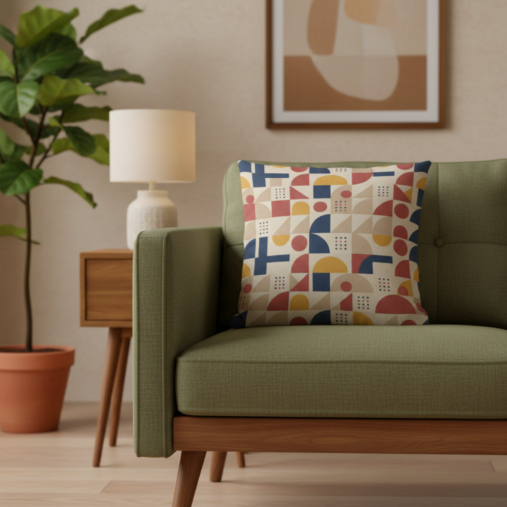 Mid-Century Modern Bauhaus Geometric Accent Pillow