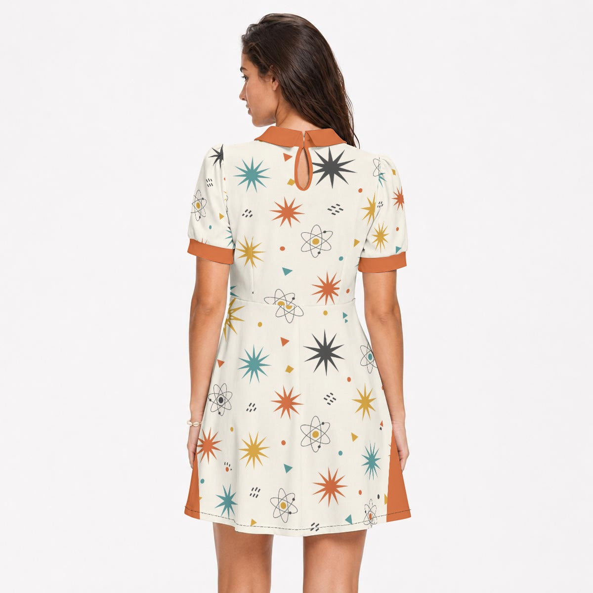 All-Over Print Women's A-Line Dress With Peter Pan Neck