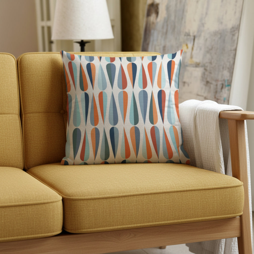 Mid-Century Modern Teardrop Geometric Accent Pillow