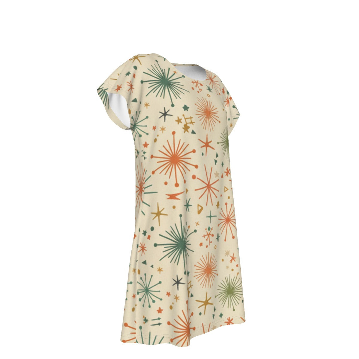 Starburst Print Shift Dress | Mid-Century Modern Short Sleeve Dress