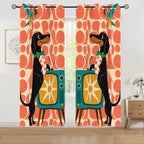 Mid-Century Modern Atomic Cat Blackout Curtains