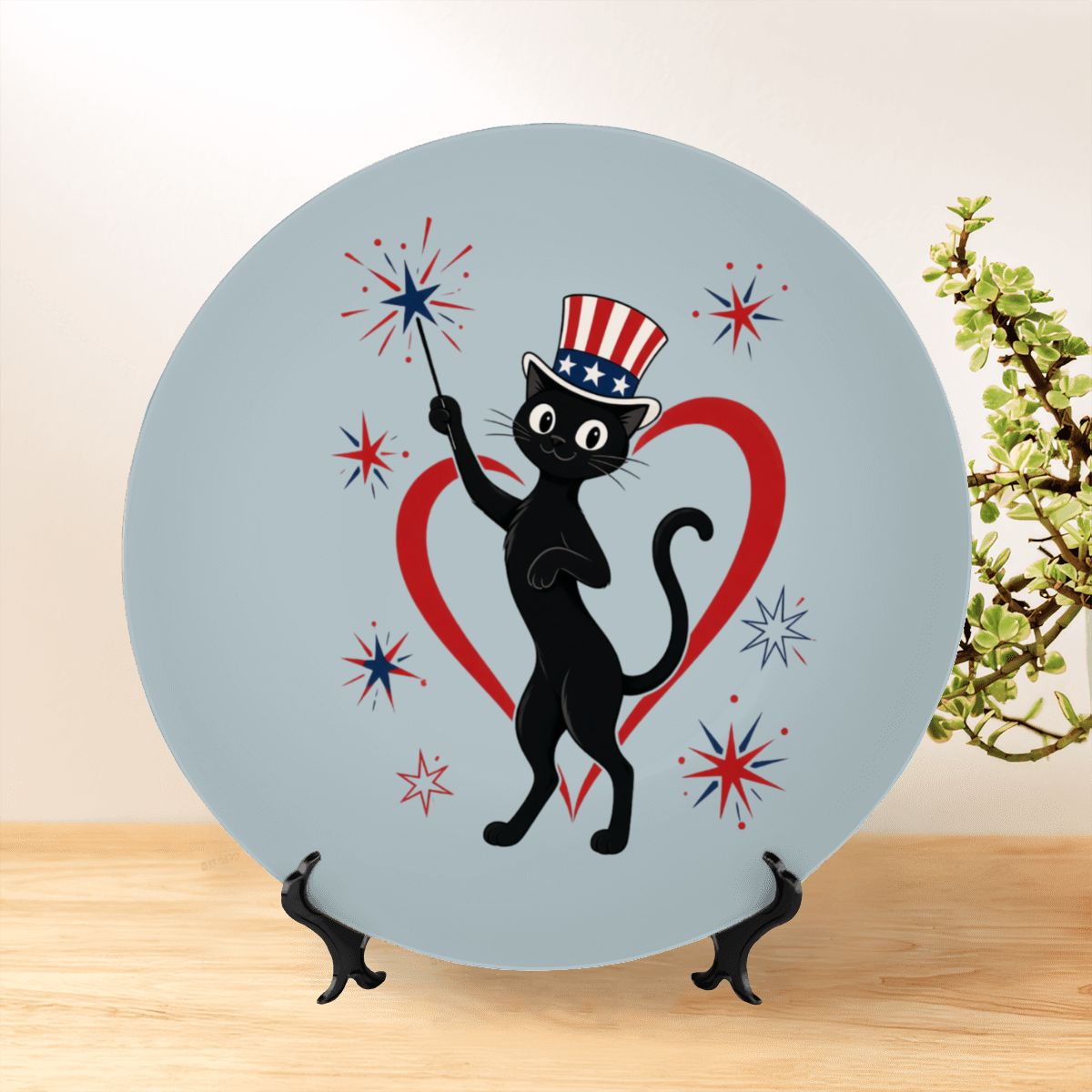 Mid-Century Modern Fourth of July Atomic Cat Plate