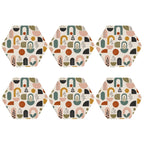 Mid-Century Modern Abstract Geometric Hexagon Coaster Set