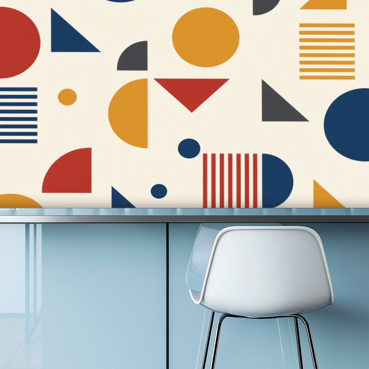 Mid-Century Modern Bauhaus Geometric Peel-and-Stick Wallpaper