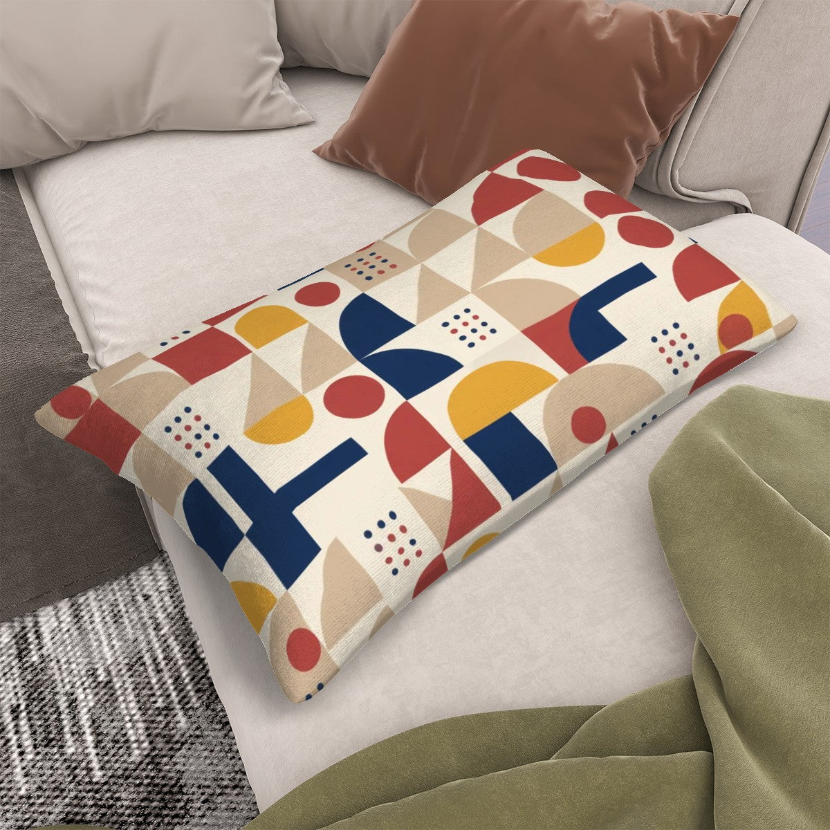 Bauhaus Geometry Lumbar Pillow Cover
