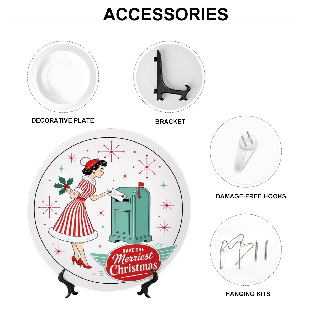 Mid-Century Modern Merriest Christmas Ceramic Decorative Plate