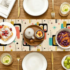 Mid-Century Illustrated Geometric Table Runner