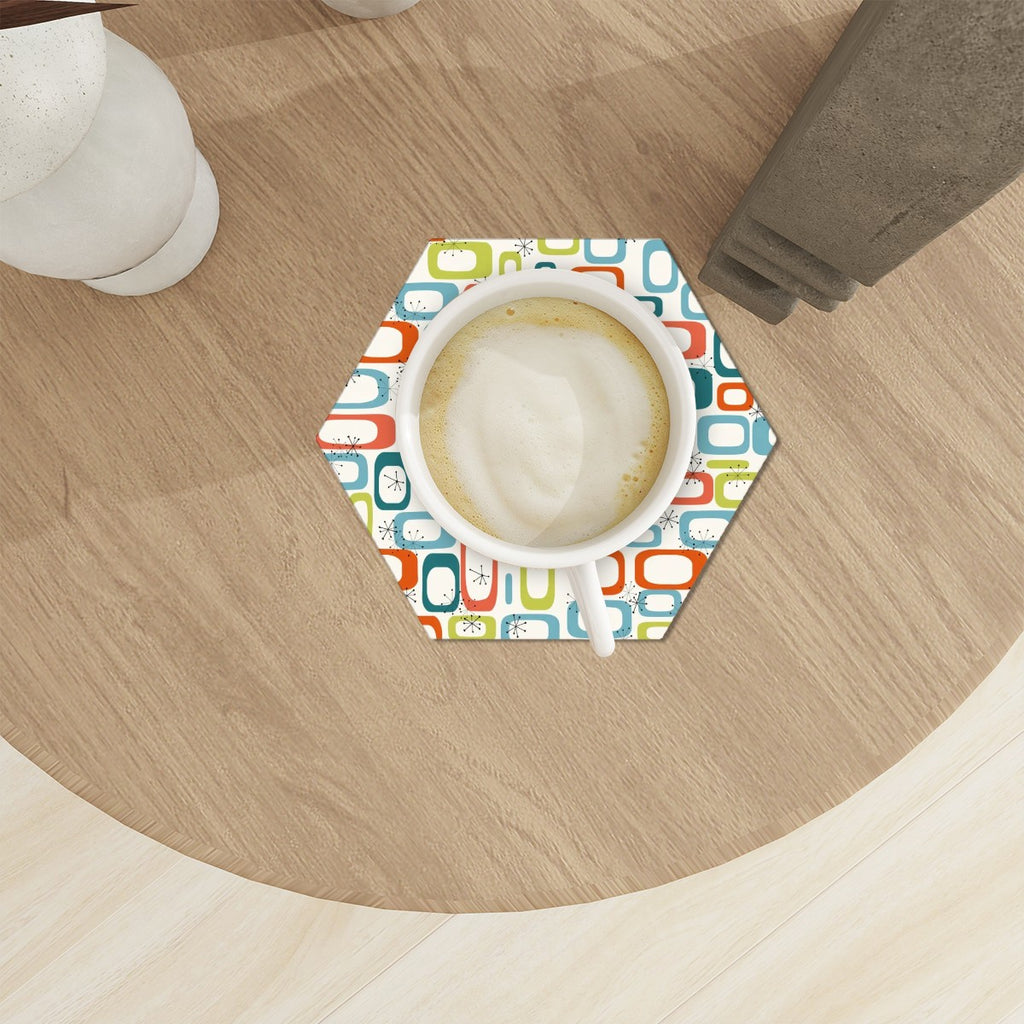 Mid-Century Modern Geometric Ceramic Coaster Set
