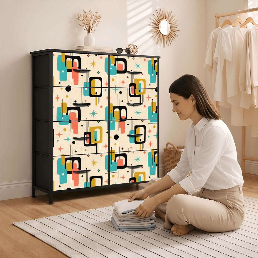 Mid-Century Modern Color Block 8-Drawer Dresser