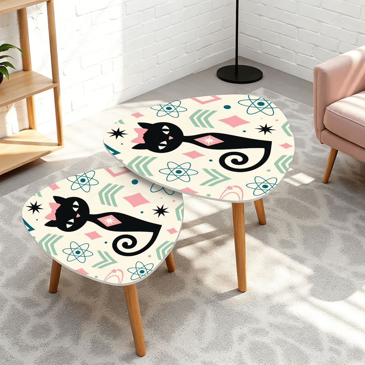Atomic Cat Mid-Century Modern Nesting Coffee Table Set