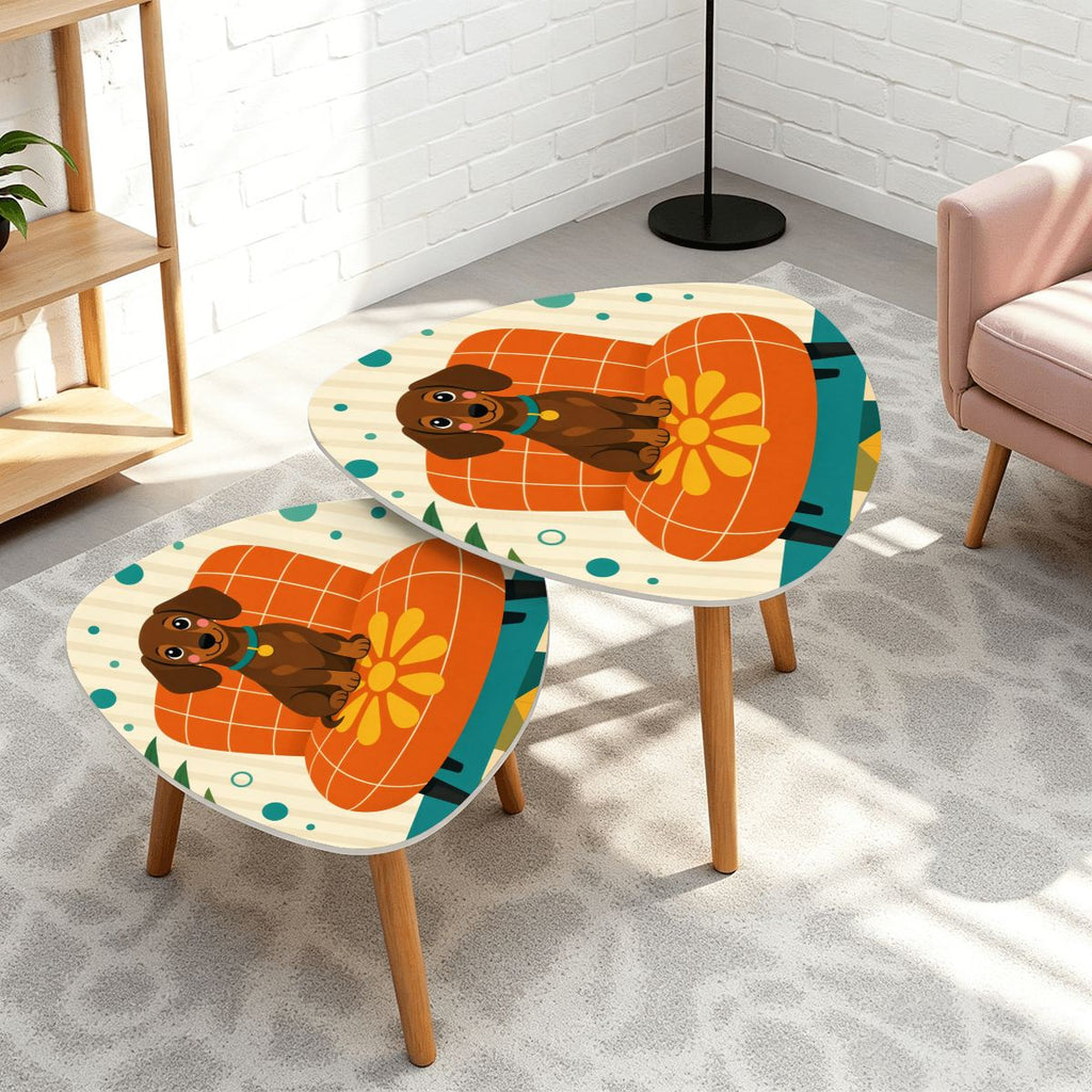 Mid-Century Modern Dog Print Nesting Coffee Table Set