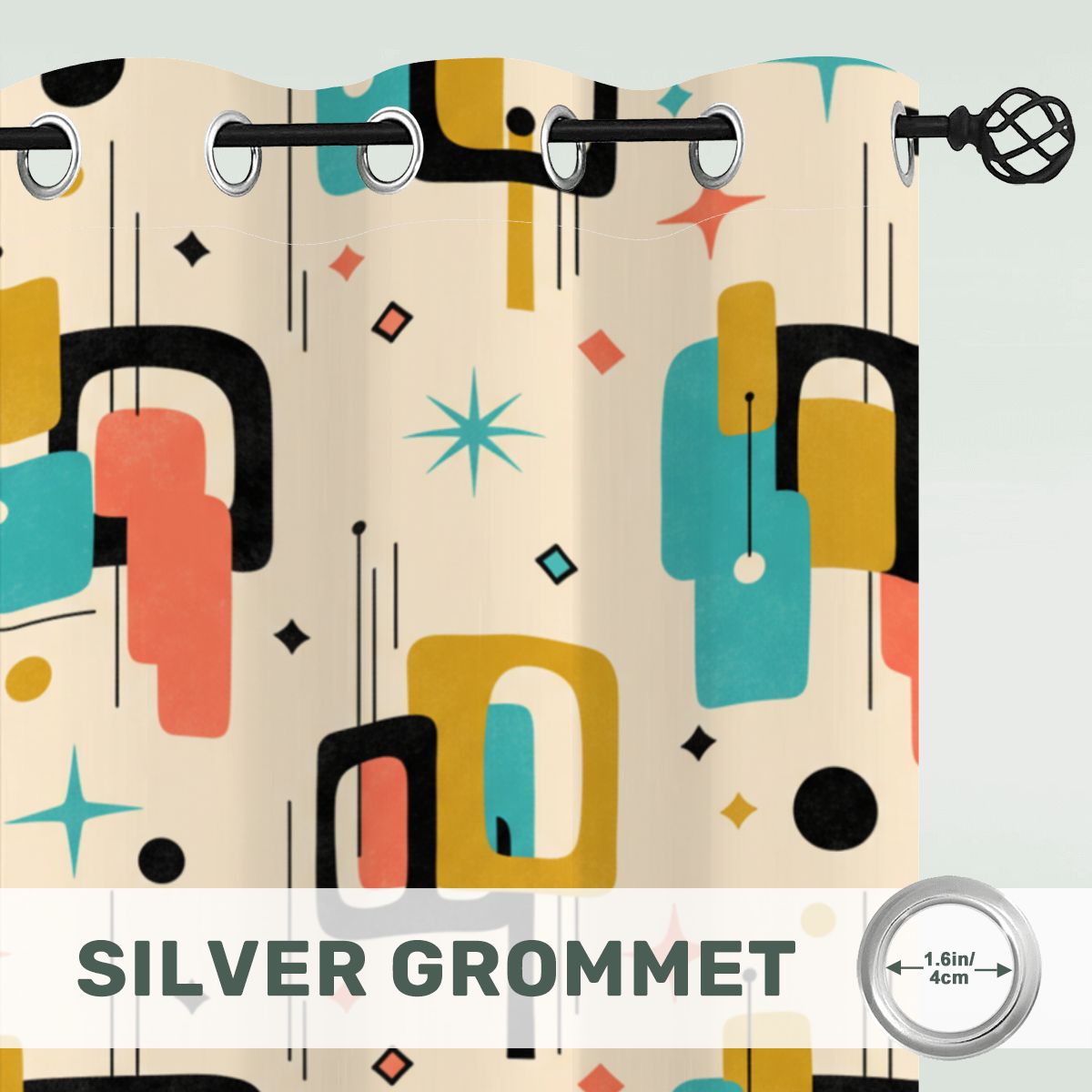 Atomic Bloom Mid-Century Modern Blackout Curtains