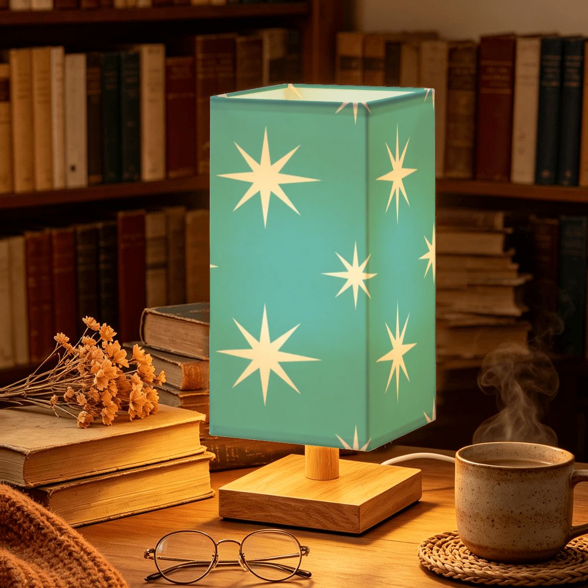 Mid-Century Modern Turquoise Starburst Table Lamp
