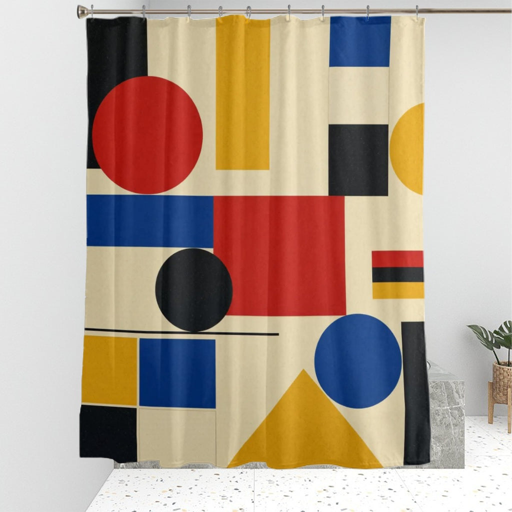 Bauhaus Geometric Shower Curtain, 60 × 72 in