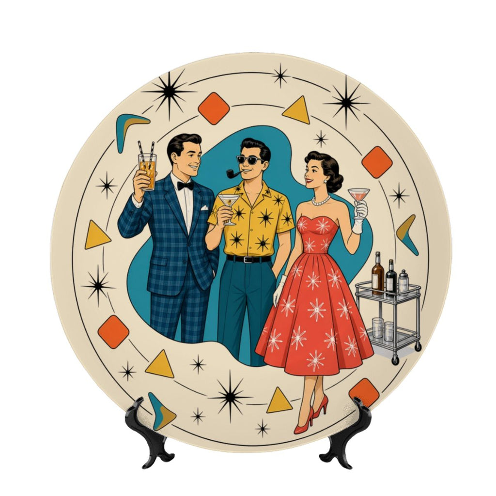 Mid-Century Modern Atomic Trio Ceramic Decorative Plate