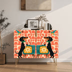 Dachshund & Retro TV Print Mid-Century Modern Media Console