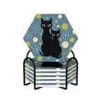 Atomic Cat Mid-Century Modern Ceramic Coaster Set