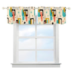 Mid-Century Modern Window Valance — Atomic Pop Shapes, 2 Panels (52"×18")