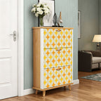 Mid-Century Mustard Geometric Shoe Cabinet