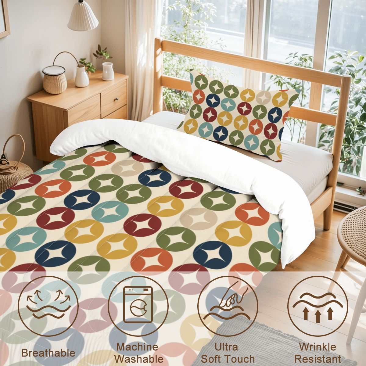 Mid-Century Modern Circular Medallion Comforter Set