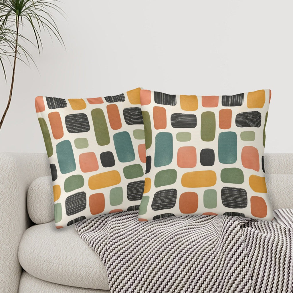 Mid-Century Modern Soft Block Pillow Cover Set
