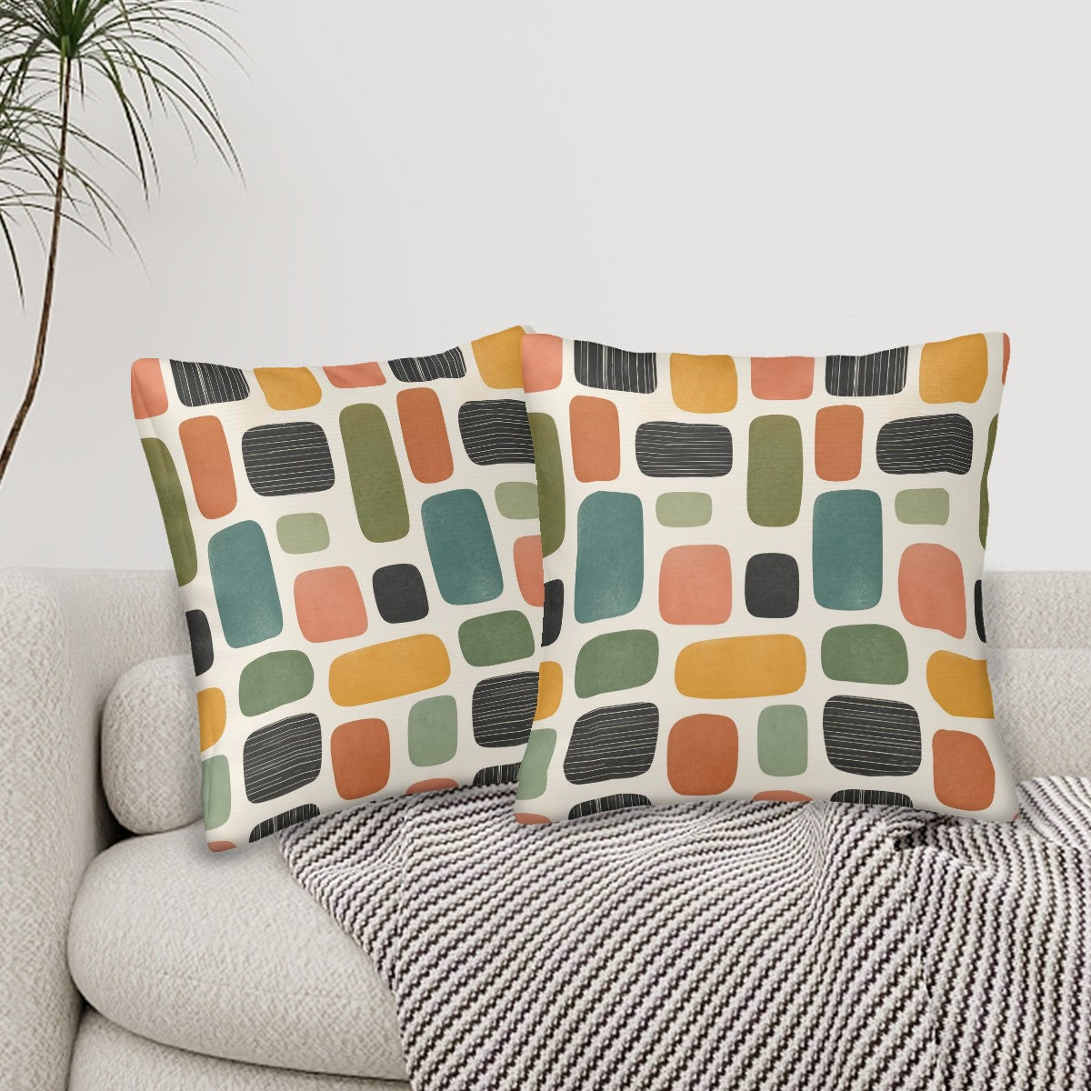 Mid-Century Modern Soft Block Pillow Cover Set