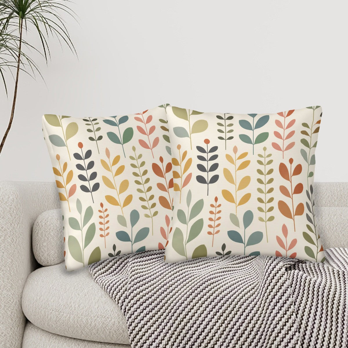 Mid-Century Modern Botanical Pillow Covers, Set of 2