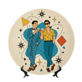 Mid-Century Modern Gay Couple Atomic Ceramic Decorative Plate
