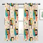Mid-Century Modern Atomic Geometric Blackout Curtains, Set of 2