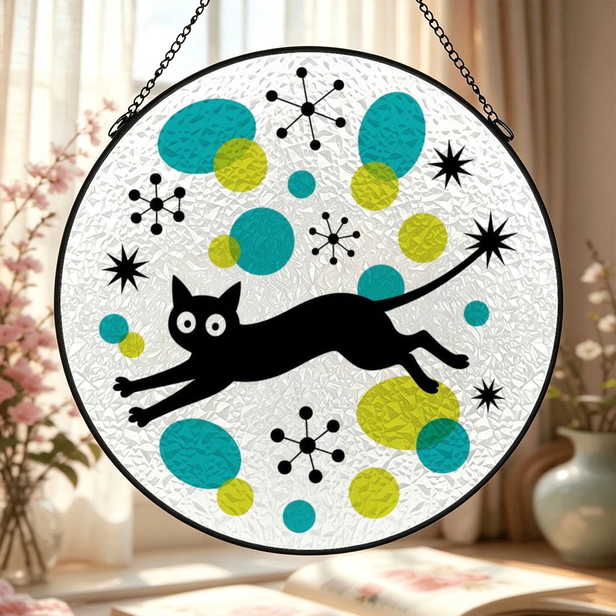 Atomic Cat Glass Window Suncatcher