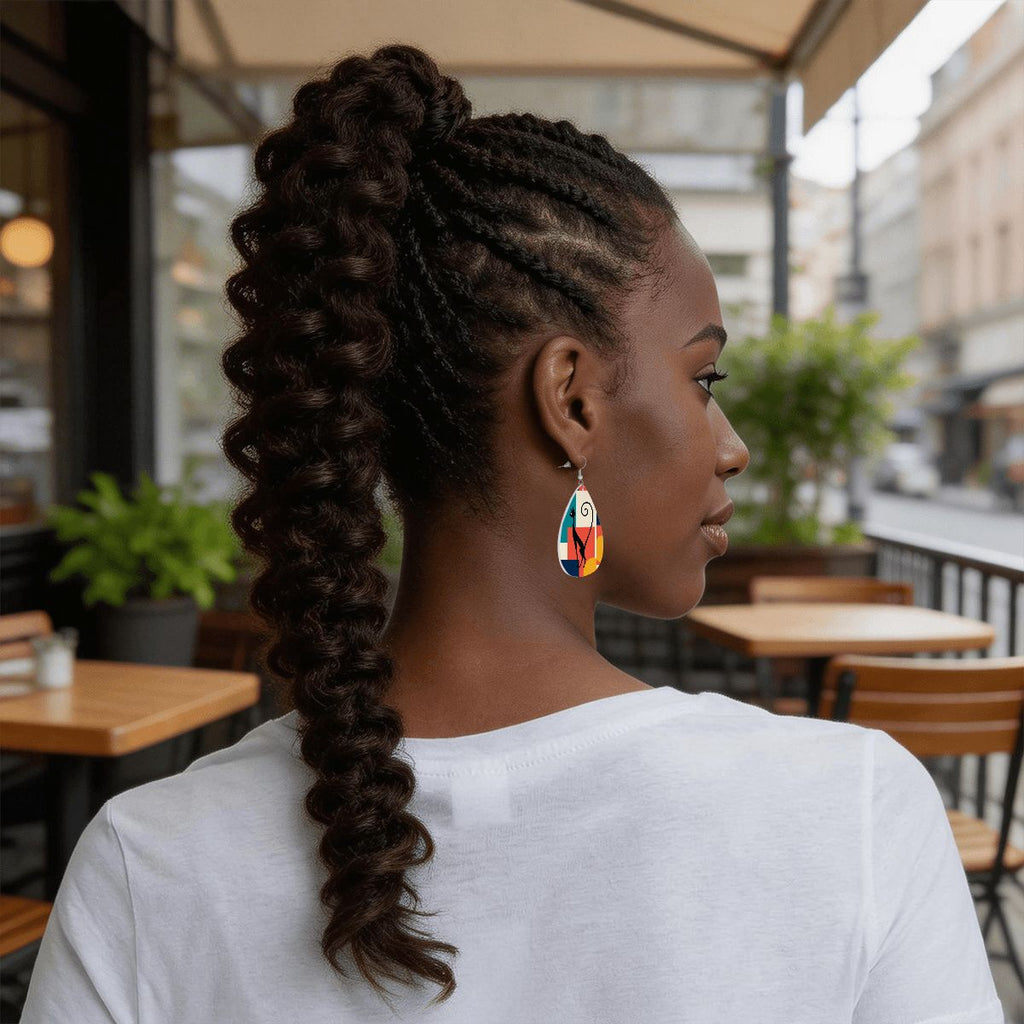 Atomic Color-Block Mid-Century Modern Drop Earrings
