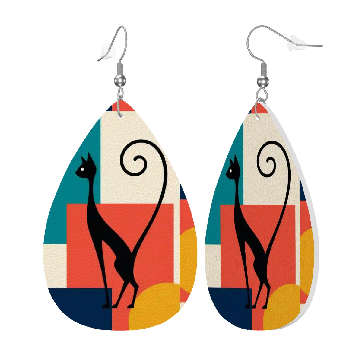 Atomic Color-Block Mid-Century Modern Drop Earrings
