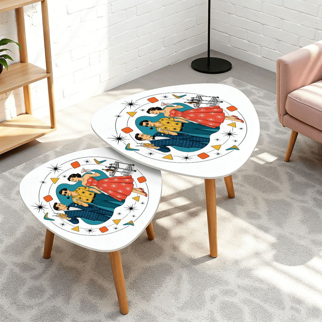 Mid-Century Modern Cocktail Hour Nesting Coffee Table Set