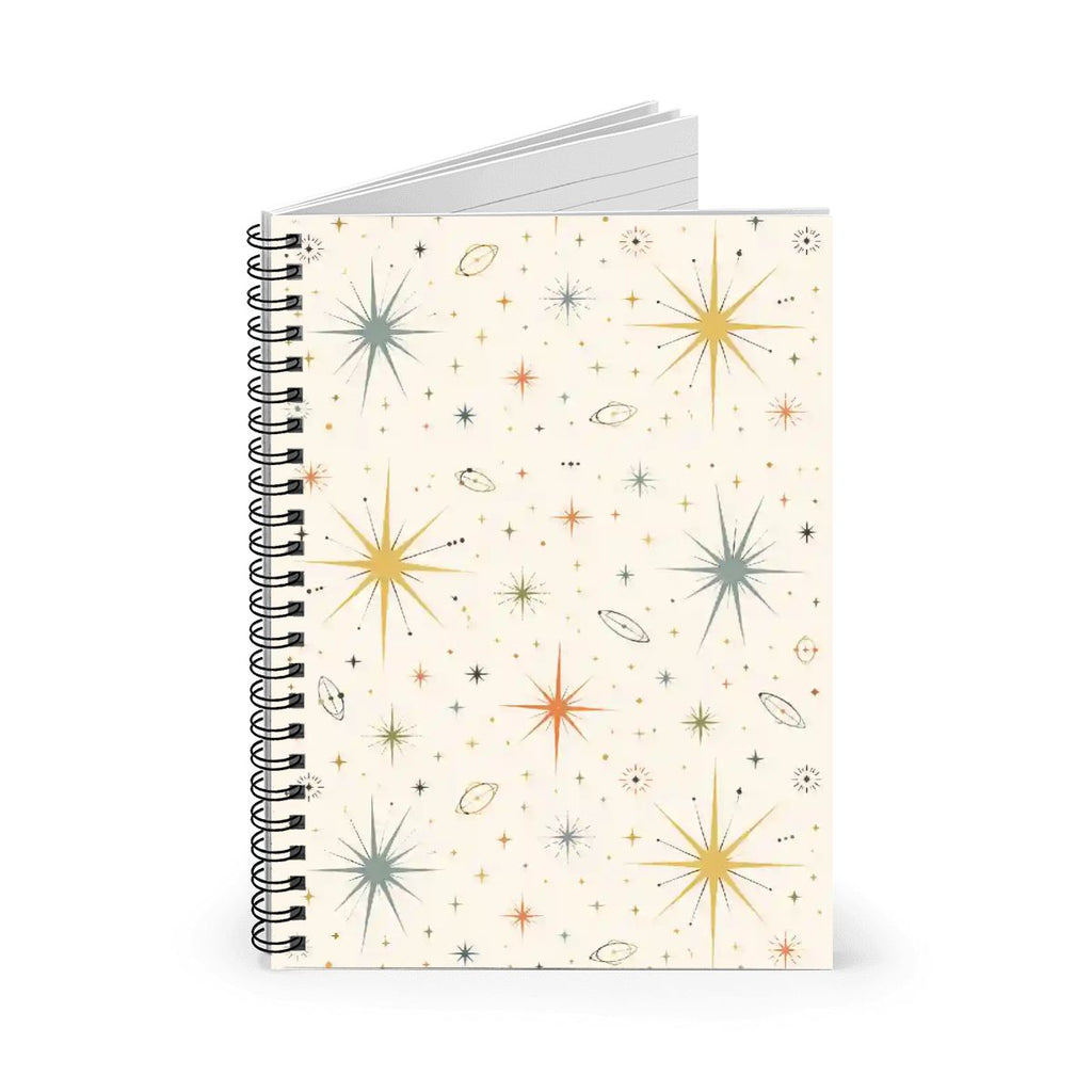 Mid-Century Modern Atomic Starburst Spiral Notebook