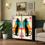 Mid-Century Modern Atomic Cat Pair 8-Drawer Dresser