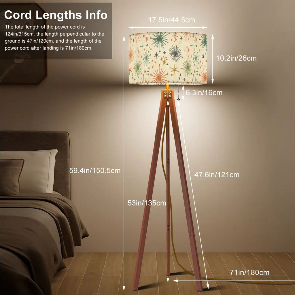 Mid-Century Modern Organic Pattern Tripod Floor Lamp