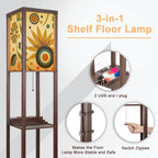 Mid-Century Modern Sunburst Print Shelf Floor Lamp