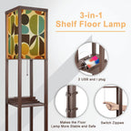 Mid-Century Modern Organic Pebble Print Shelf Floor Lamp