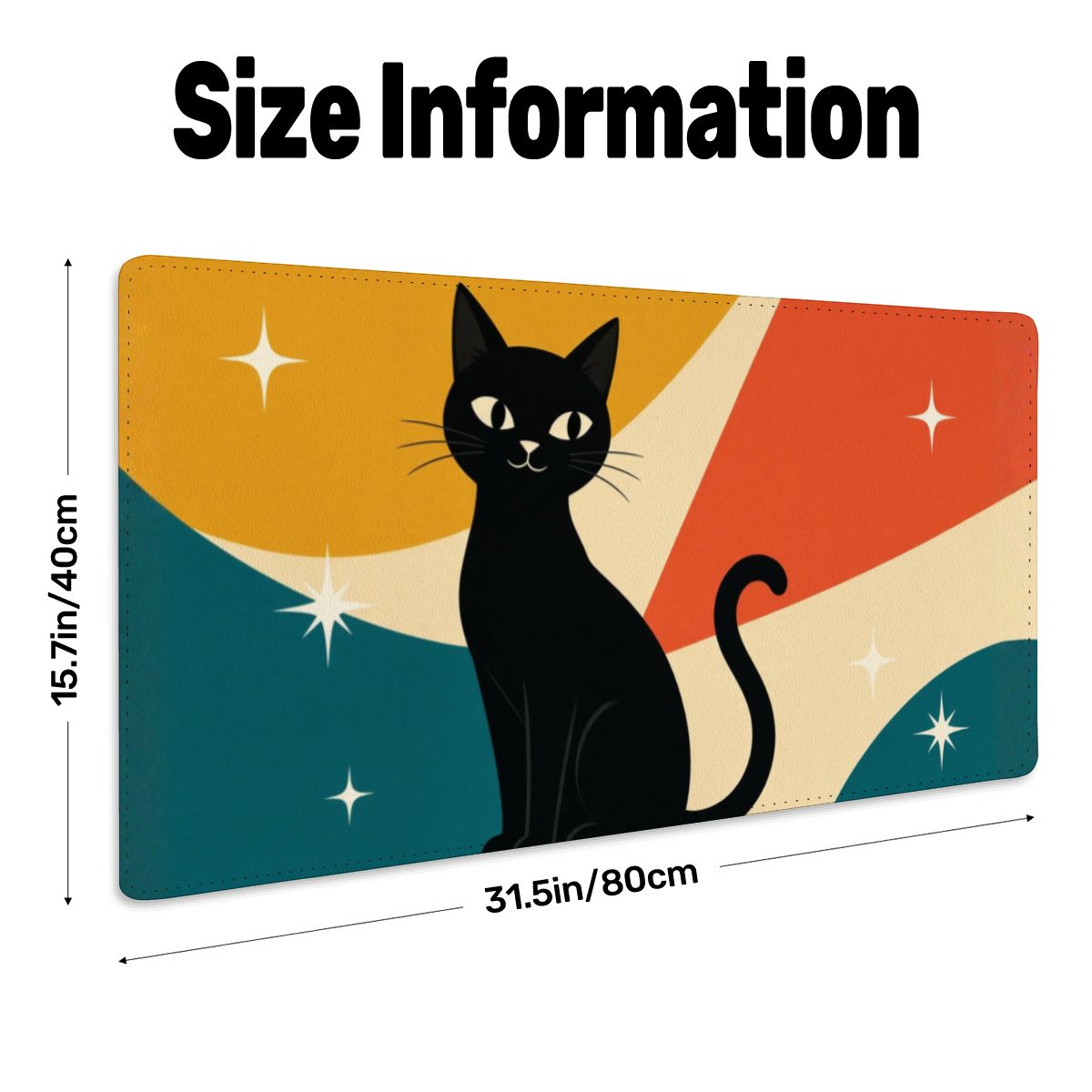 Mid-Century Modern Atomic Cat Colorblock Extended Mouse Pad